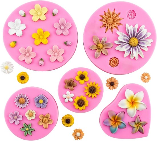 5 Pièces Moule Silicone Fleur Facile à Démouler et à Nettoyer