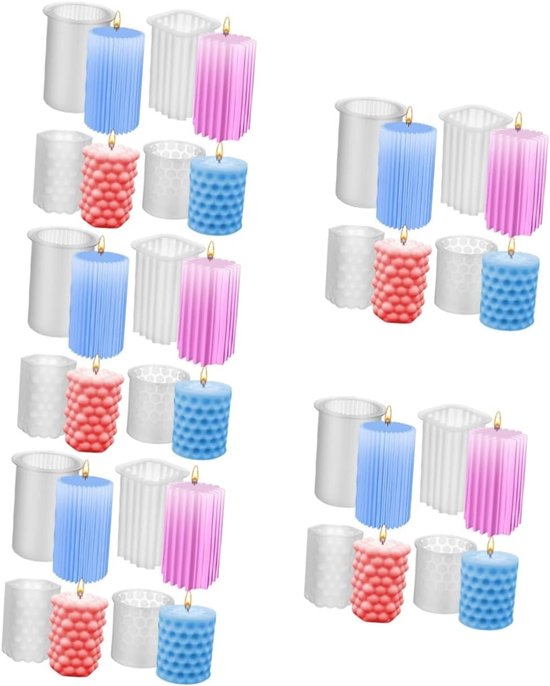 5 Sets Kaarsvormen Siliconen Vormen Pilaar Kaarsvorm Kaars Maken Gereedschapsset Voor 4 Stuks * 5