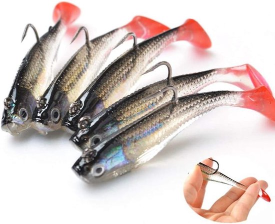 5 Stuks 3D Ogen Zachte Lures met Enkel Haak - Kunstaas voor Zoet- en Zoutwatervissen