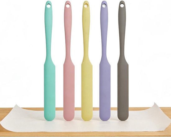 5 stuks deegschrapers, doe-het-zelf spatel van siliconen, deegschraper, smal, voor crèmes, taartdecoratie en keuken, veelzijdige schraper en roerlepel