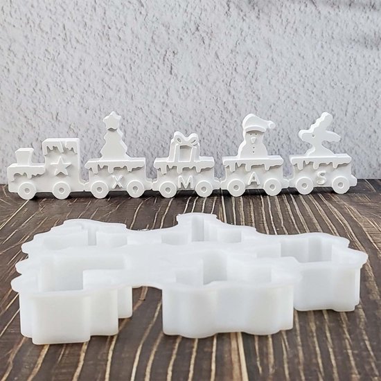 5 stuks siliconen gietvormen, trein WISIRENT, kerstvormen, gietvormen, set, siliconen vorm, eland, kerstboomvorm, 3D, Kerstmis, sneeuwpop, siliconen vorm, cadeau, vijfpuntige ster voor doe-het-zelf