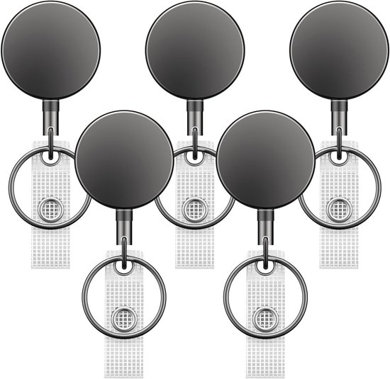 5 Stuks Stevige Badge Reel met Retractable ID Clip, Premium Metaal ID Kaarthouder met Riemclip en Sleutelhanger voor Naam en Kaart Keychain