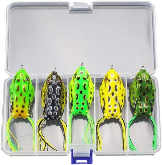 5 Stuks Zachte Frog Vislures Set - Drievend Topwater Kunstaas met Dubbele Haken (5g, 8g, 12g)