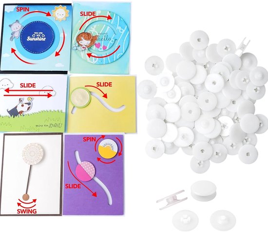 50 Paar Snap'n Slides voor Slider Card Spinner Kaarten; Ronde Interlocking Disks voor DIY Scrapbooking en Creatieve Projecten