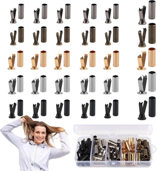 50 sets metalen koord eindstukken in 5 kleuren, hoogwaardige legeringen, ideale koordstoppers voor DIY projecten en reparaties van veters