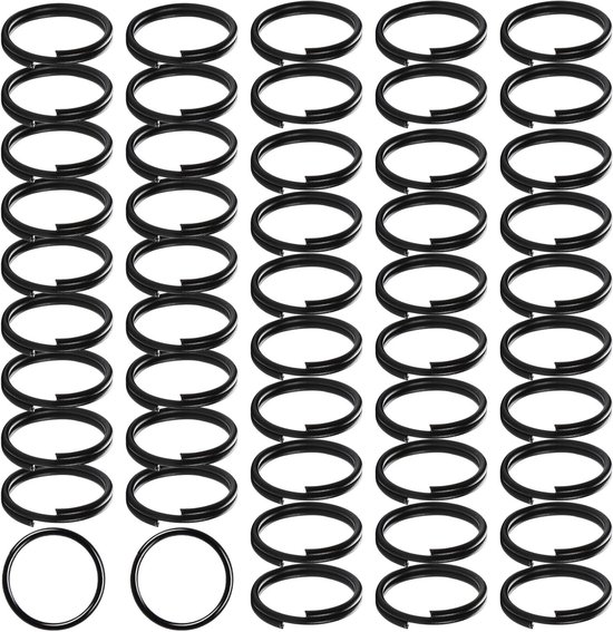 50 Stuks 10mm Zwarte Sleutelhanger Splitringen voor Sieraden, Kettingen, Armbanden en Creatieve Projecten