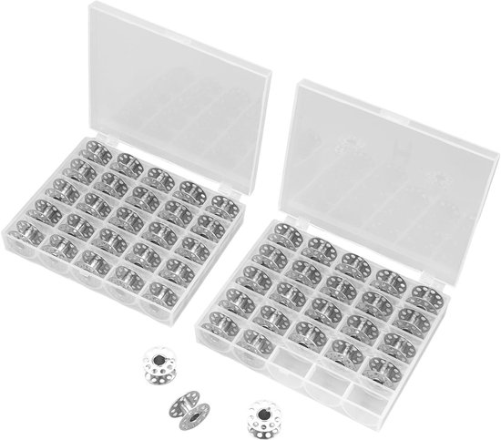 50 Stuks Draadspoelen met Opbergdoos, Naaigaren Accessoires voor Naaimachines, Geschikt voor de meeste Naaimachines en Metalen Spoelen van Merkloos
