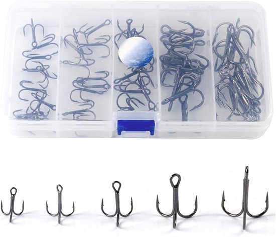 50 Stuks Hoge Koolstof Staal Dreggen Set, Perfect voor Snoekvissen, Zoetwater- en Zoutwatervissen met Tackle Box van Merkloos