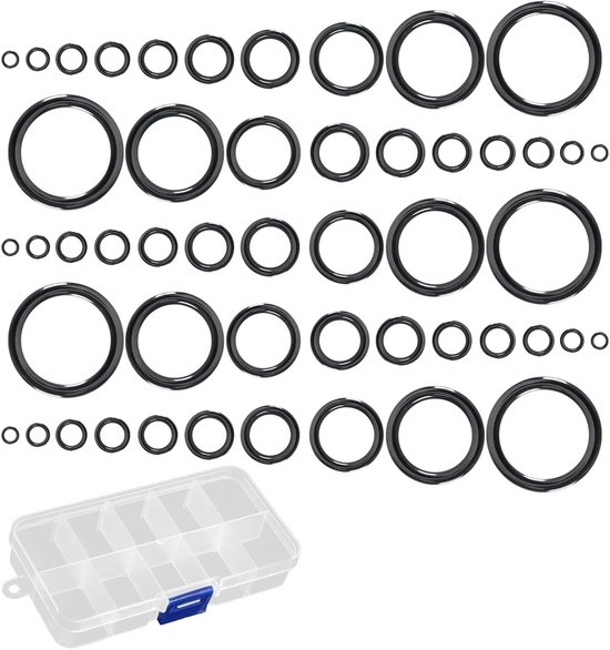 50 stuks keramische geleide ringen voor hengels in 10 maten van 3.8mm tot 29.8mm, inclusief transparante opbergdoos voor visliefhebbers