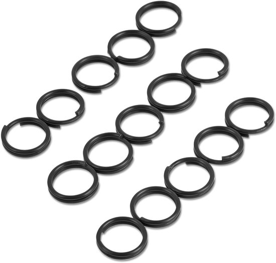 50 Stuks Kleine Sleutelhangers Splitringen, 12mm Zwarte Metalen Mini Sleutelringen, RVS Ringen voor Sleutelhangers, Oorbellen en Creatieve Klussen
