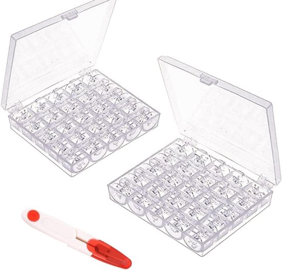 50 Stuks Kleurige Naaispoelen met Transparante Opbergdoos - Ideaal voor Naaiaccessoires en Creatief Werk