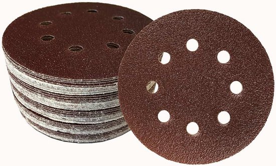 50 stuks klittenbandslijpschijven voor excentrische schuurmachines Ø 125 mm, korrel 80, 8 gaten