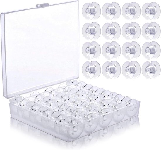 50 Stuks Lege Naaldspoelen met Plastic Opbergdoos - Ideaal voor Naaimachines en Creatief Naaien