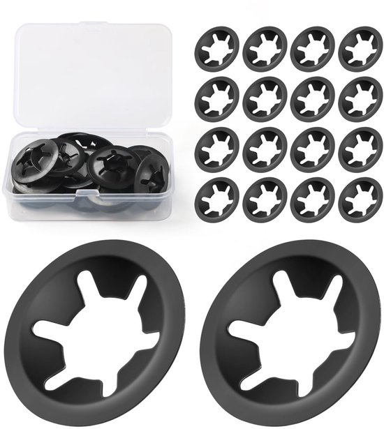 50 stuks M12 Starlock sluitringen, borgringen, klemringen, klemring, binnentand, Starlock-sluitringen, tandsnelheid, borgringen (zwart, 65 mangaanstaal)