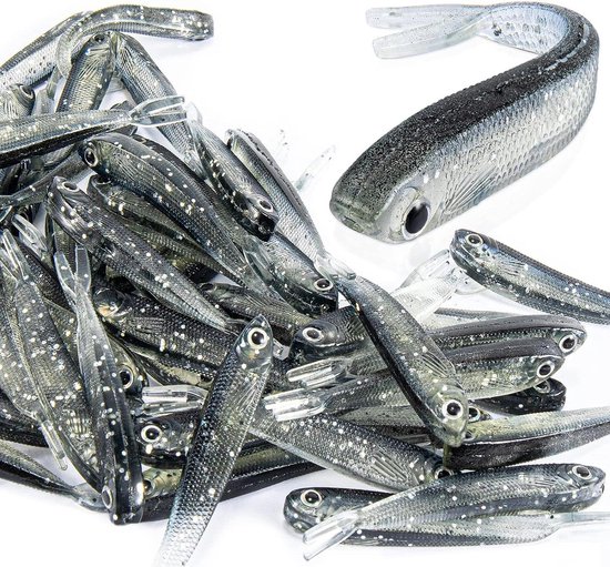50 stuks plastic zacht vislokmiddel - levensechte gevorkte staart Minnow visaas voor baars crappie snoekbaarzen forel - zoutwater zoetwater van Aorace