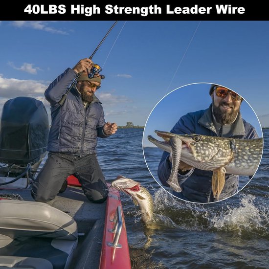 50 Stuks Stalen Voorvak Hengels, Pike Rod Set met Swivels en Snaps, RVS Vissen Accessoires voor Roofvissen, Voorvak Hengelen en Spider Fishing