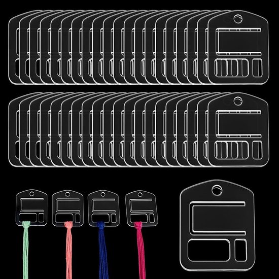 50 Stuks Transparante Acryl Borduurzijde Spoelen, 2x4cm Rectangles voor Draadopslag en Handwerk Accessoires