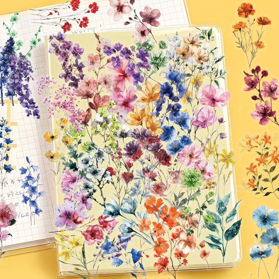 50 Stuks Transparante Bloemenstickers, Pet Bloemenstickers Zelfklevend - Vintage Stickerset Voor Scrapbook, Dagboek, Journaling, Laptop & Waterfles