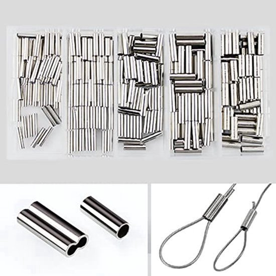 500pcs Crimp Sleeves Kit - Dubbele en Enkele Huls - Koper - Voor Vislijn en Draadverbindingen van Merkloos