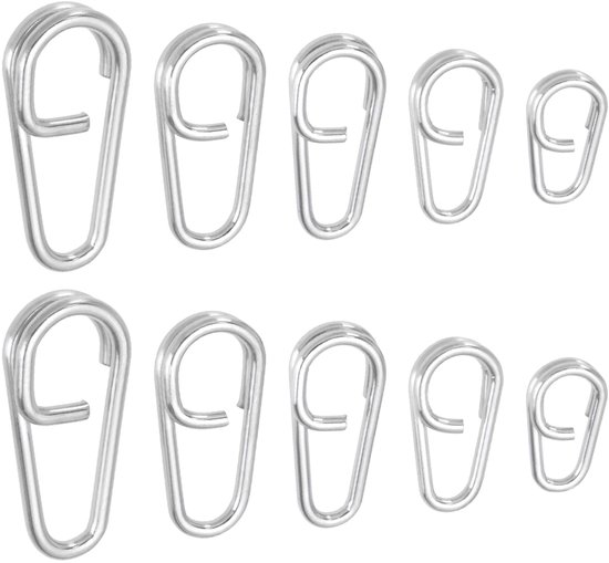 50pcs Stainless Steel Split Rings Left Quick Change Fishing Clips 10mm 13mm 16mm 18mm 21mm Lure Clips Connector Fishing Tackle for Lures Cod Mackerel van Merkloos