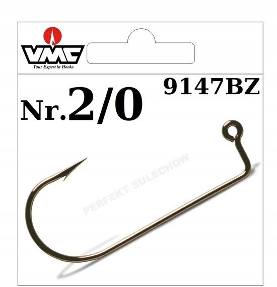 50x VMC 9147BZ Jig Haken Maat 2/0 - Hi-Carbon Staal van Merkloos