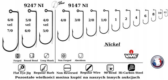 50x VMC 9147NI Jig Haken Maat 4/0 - Hi-Carbon Staal van VMC