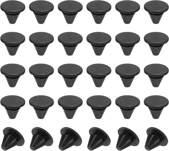 5.5mm Diameter Silicone Round Click - 30Pcs Type Locking Furniture Hole Plug Button - Thin Edge Protective Cover voor 5-5.5mm Hole - Sealing Bulkhead Cylinder - Zwart van Merkloos