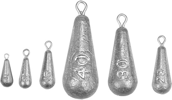 56-Delige Set Visloodjes Druppelvormig | Zinklood Assortiment 7g tot 40g | Voor Hengelsport van Merkloos