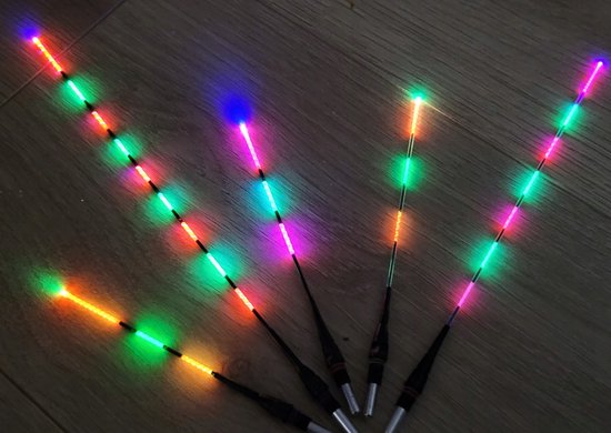 5x Set LED Hengelantennes met 5 Batterijen - Flexibel & Duurzaam