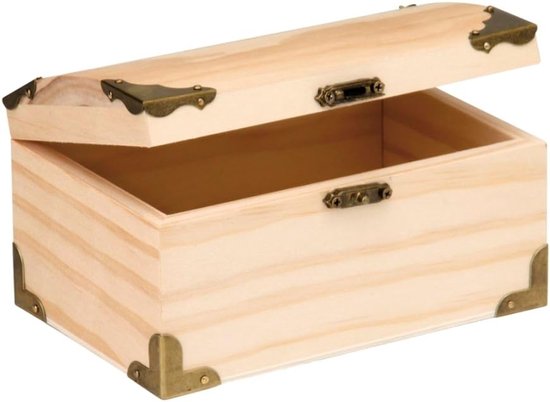 6 2003 352 Houten schatkist, naturel, 15 x 9,5 x 8 cm