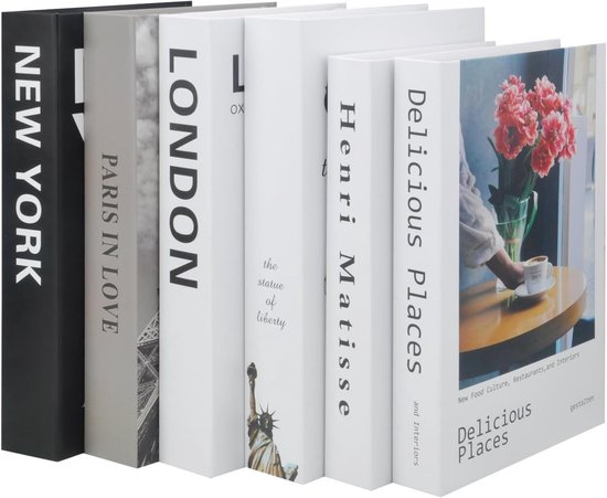 6 decoratieve boeken om je huis in te richten, modieus, creatieve Engelse letterprint, sierboeken, simulatie, opbergboek voor boekenkast, salontafel, display, planken, A