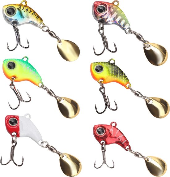 6-delige jigs-fixer met lokaas en spinnerblad voor forel, ideaal voor spinnerbait en wobbler vissen van Merkloos
