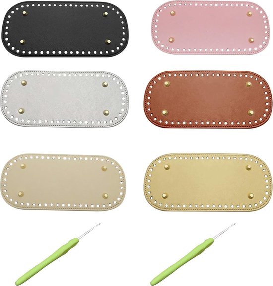 6-delige Set Tasbodems voor Haken, PU Tasbodem 22x10cm, Ideaal voor DIY Breitas, Haakprojecten en Schoudertassen