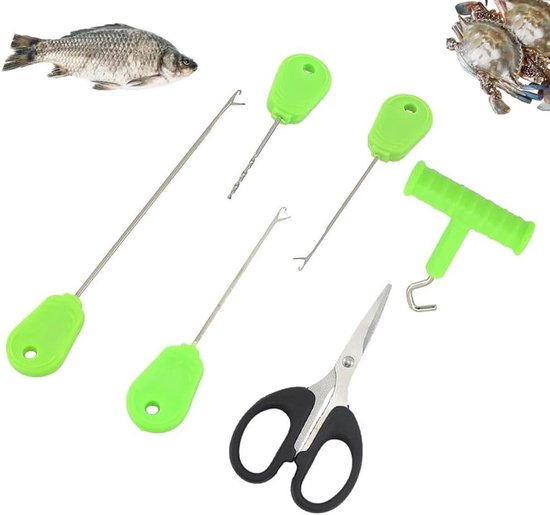 6-delige set voor karpervissen met boiliemolen, locking needle en handige accessoires voor optimale vangst