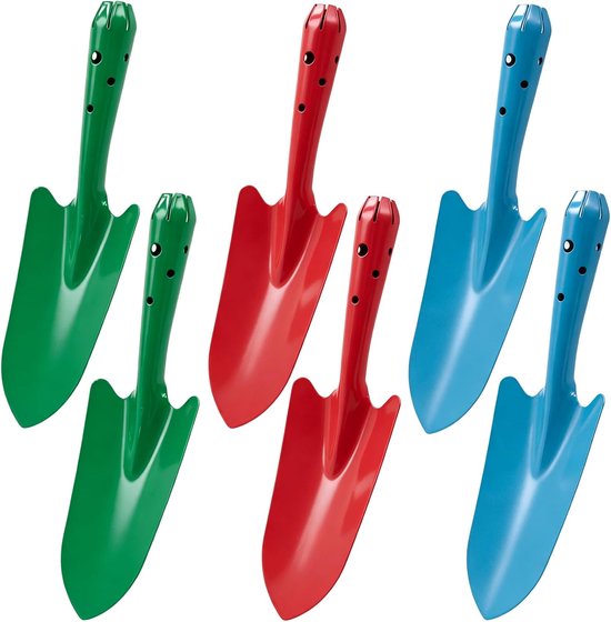 6-delige tuinschepset, metalen handschep voor planten, graven en verplanten, kleine tuinschep met ergonomische handgreep, robuust outdoor tuingereedschap voor volwassenen