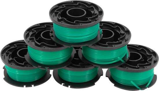 6 * draadspoel voor Black & Decker GL7033 GL8033 GL9035 lengte 6 m, van nylon, diameter 2 mm A6482 groen