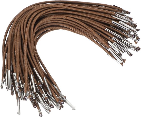 6 Inch Elastic Barbed Wire Cord - 50 Pieces 2mm Loop Stretch Round String with Metal Barb Fasteners for Hats - Masks - Menus - Crafting - Boeken - Bruin (16.5cm)