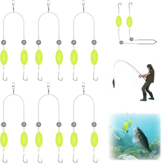 6 Pcs Double Hook Reverse Bottom Rig, Fishing Hooks Set, Double Hook Rigg for Reverse Bottom, Anti Tangle Fishing - ShopVlot