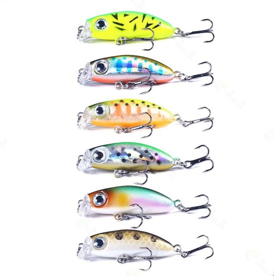 6 stks Luya Aas Mino 1.65"/3.1 G Micro-dompelbare Hard Aas Bloed Tank Haak Kunstmatige Aas Bionische Nep Aas