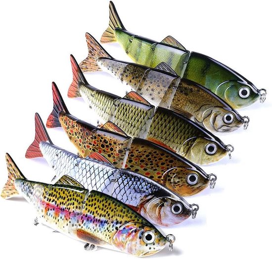 6 Stks Vissen Lures-Multi Jointed Pike Lokken-Zoetwater Zoutwater Zeevissen Lokt langzaam zinken met 4 Segmenten Simulatie Ontwerp - Geschikt voor Roofvissen van MKNZOME