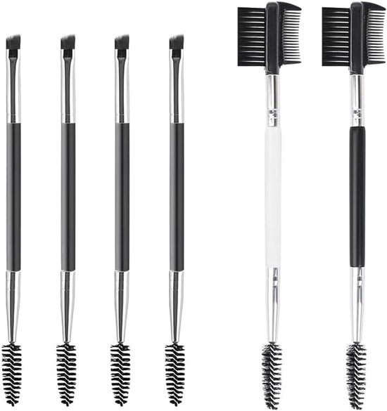 6 Stks Wenkbrauwborstel Professionele Dubbelzijdige Wimper Kam Hoekige Wenkbrauw en Spoolie Wimper Kam 2 in 1 Wenkbrauw Borstel Tool Make-up Tool voor het aanpassen van wenkbrauwen en wimpers