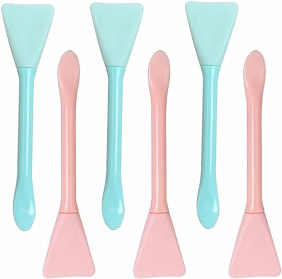 6 stuks cosmetische spatel, kleine siliconen applicator gezichtsborstel voor huidbehandeling, doe-het-zelf gezichtsmodder, gel, crème, lotion, poeder, klei, plastic schepper