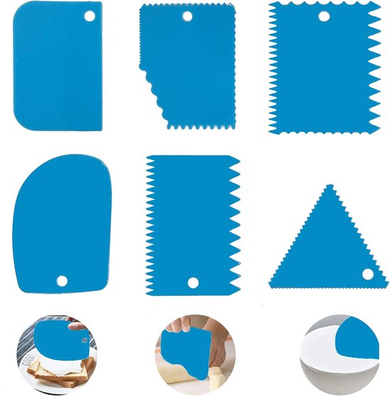 6 stuks deegkaarten, deegschrapers, kunststof silicone, deegsnijder, deegkaartset, spatel met anti-aanbaklaag, voor pizza, gebak, broodbakken, cake, bakaccessoires, schraper