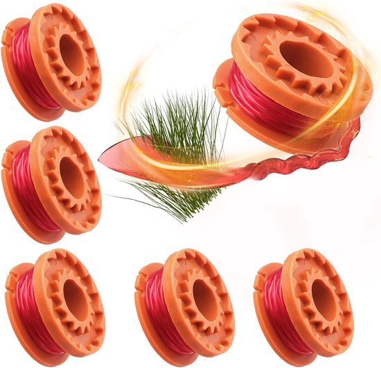 6 stuks grastrimmerspoel voor Worx McGregor MCT2X1825 CLGT18LG/1 WX150 WG163E WG157E grasmaaier grastrimmer spoel vervanging (Worx)