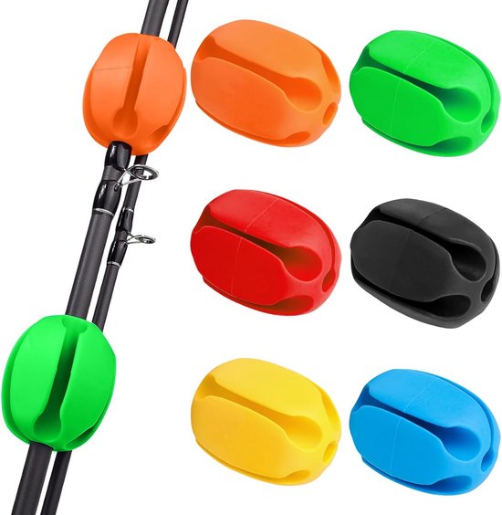 6 stuks hengel bevestiging siliconen vaste bal, hengel stropdashouder, hengelaccessoires, zeer elastische hengelbundelhouder, herbruikbare vismolen
