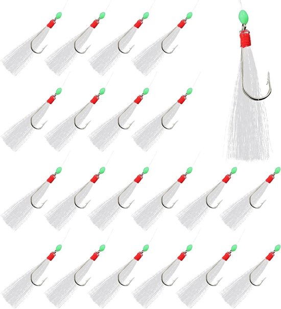 6 Stuks Luminous Mackerel Feather Rigs met Bait Hooks voor Zeevisserij, Ideaal voor Makreel, Pollak en Kabeljauw Accessoires