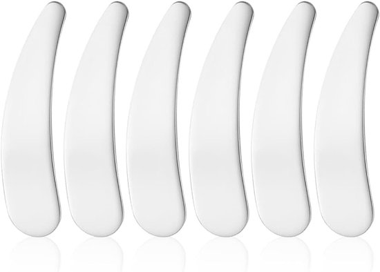 6 stuks roestvrijstalen schep, gebogen mini-schep, cosmetielepel, huidverzorgingsproduct-applicator, huidverzorgingsgereedschap