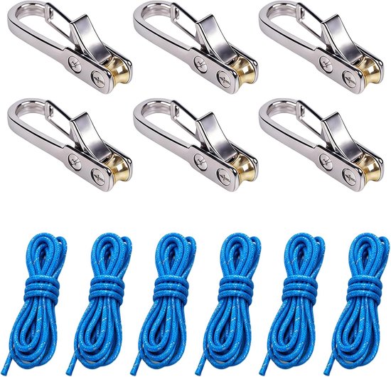 6 Stuks Touwspanner met rollers - Touwratel met 6 accessoiretouwen - Robuuste paracord - ratel - voor kamperen, kajakken, huisopslag en buitenactiviteiten, perfect geschenk - 3m