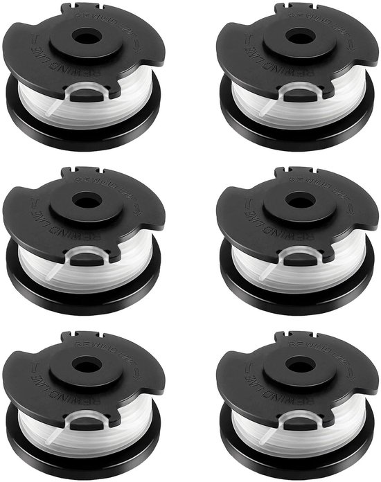6 Stuks Vervangende Trimmerspoelen voor Accu-Rasentrimmer, Ø 1,6mm, 4,9m Lengte