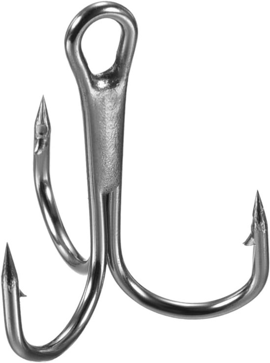 6# Treble Fish Hooks - 20 Pack - 0.7"L - Carbon Steel - Sharp Round Bend - Triple Barbed Hook - Perfect voor Freshwater en Saltwater - Zwart - Vissen accessoires van Merkloos